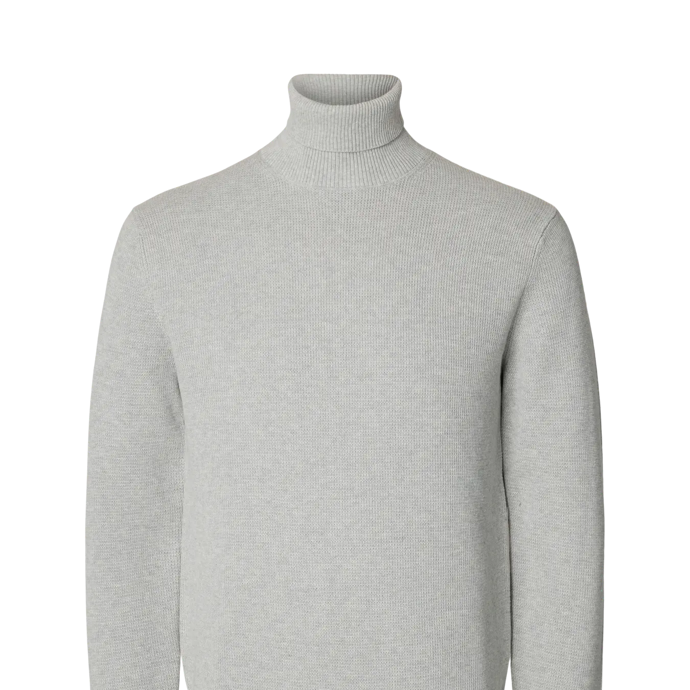 SLMDANE Pull col roulé en maille structurée — Gris chiné