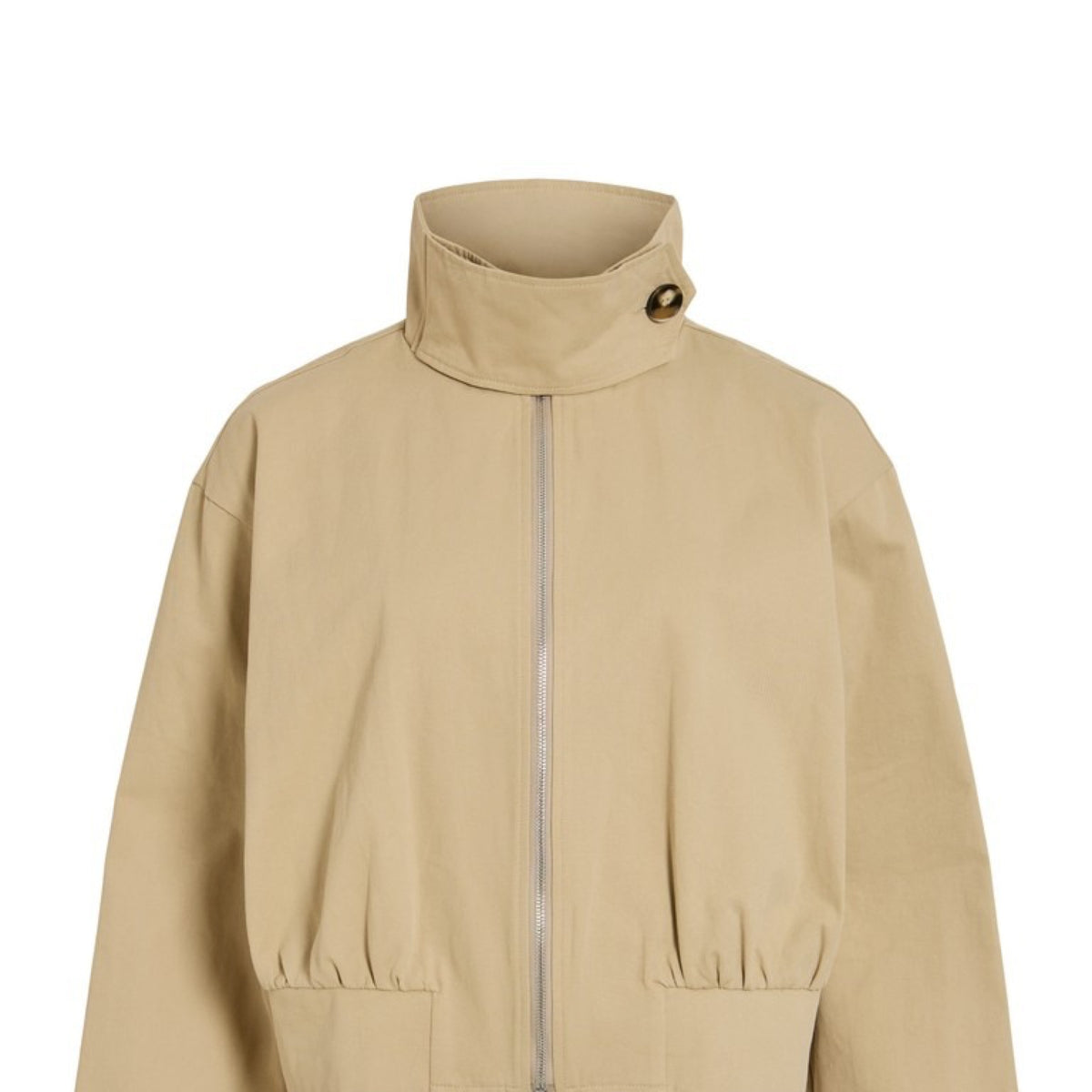 VIODINA Veste à col montant en twill de coton — VILA — Pale Khaki — packshot, de face | Appart 17 Bruxelles