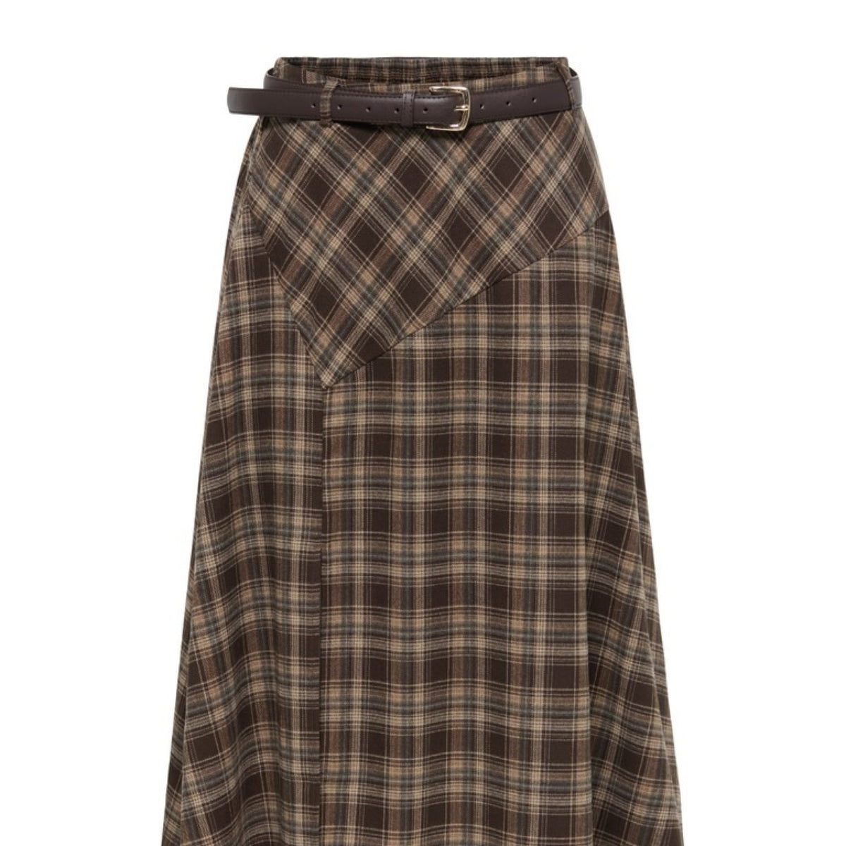 JDYELODY Jupe midi taille haute à carreaux avec ceinture — JDY — Coffee Bean Checks — packshot | Appart 17 Bruxelles