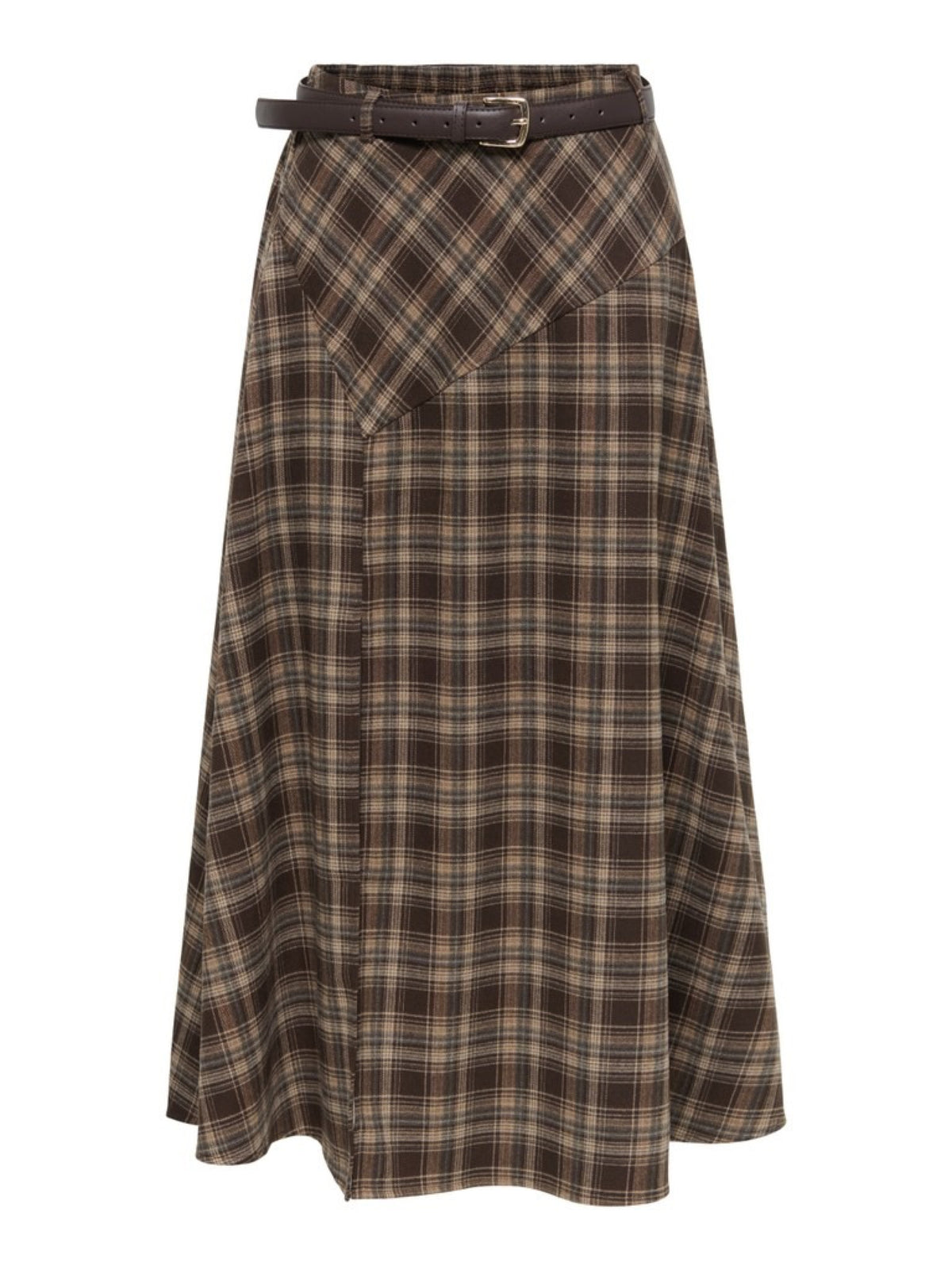 JDYELODY Jupe midi taille haute à carreaux avec ceinture — JDY — Coffee Bean Checks — packshot | Appart 17 Bruxelles