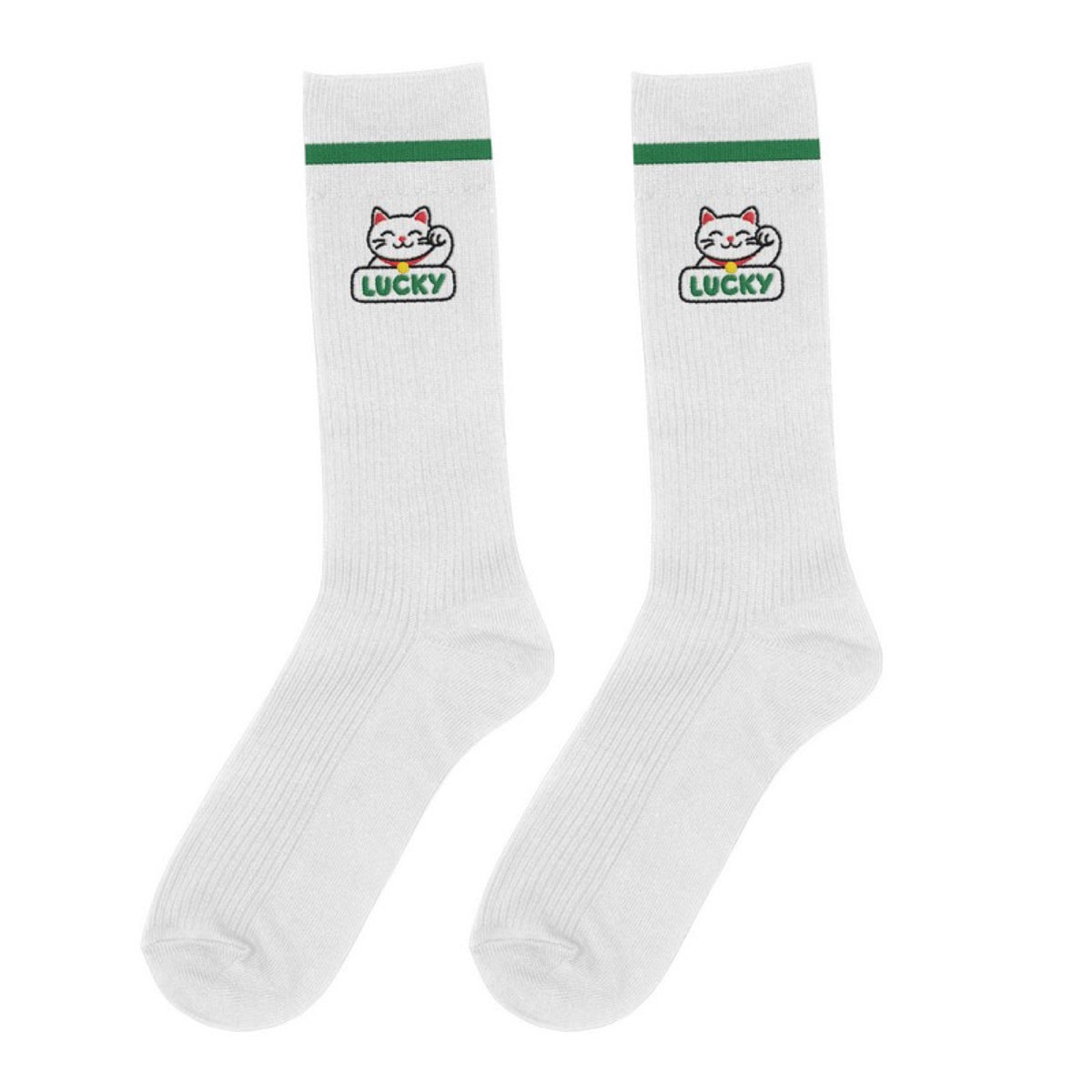 Chaussettes brodées à message — ATELIER PISTACHE — lucky — packshot | Appart 17 Bruxelles