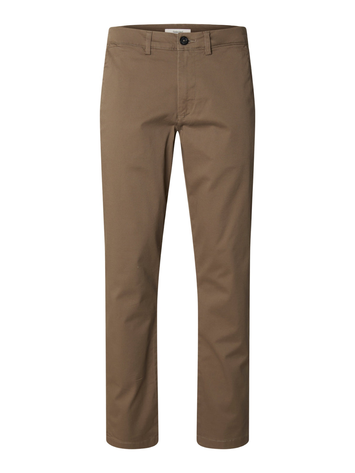 SLM175 NEW MILES Pantalon slim chino stretch coton bio — Selected Homme — Chocolate Chip — packshot | Appart 17 Bruxelles