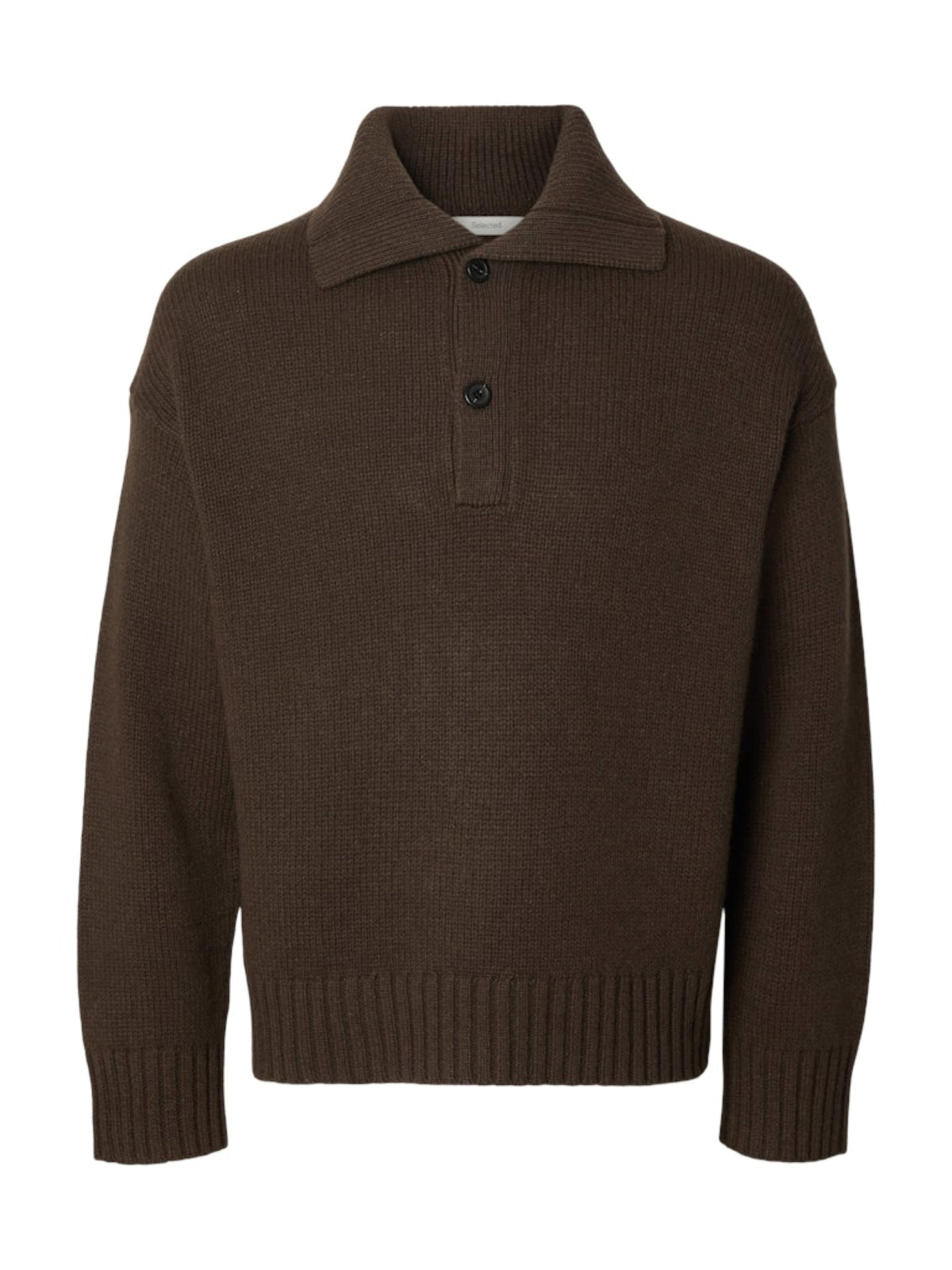 SLMCODY Polo en maille de laine, coupe décontractée — Selected Homme — Turkish Coffee — packshot 6 | Appart 17 Bruxelles