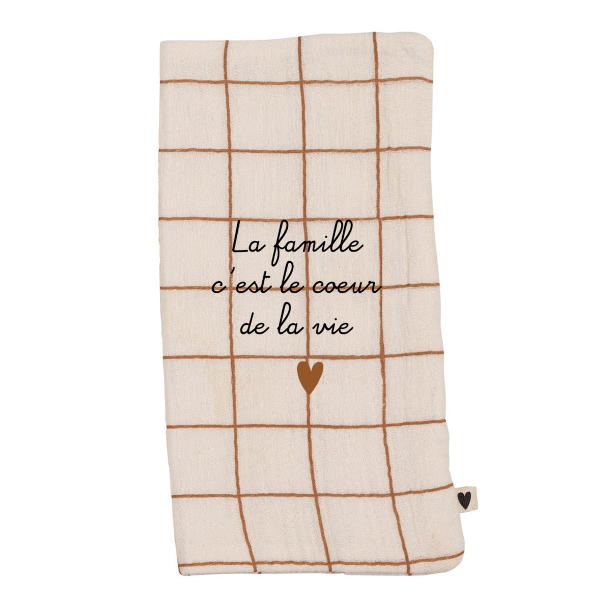 Protège livret de famille en gaze de coton brodé — Atelier Wagram — Grands carreaux « Livret de famille » — packshot | Appart 17 Bruxelles