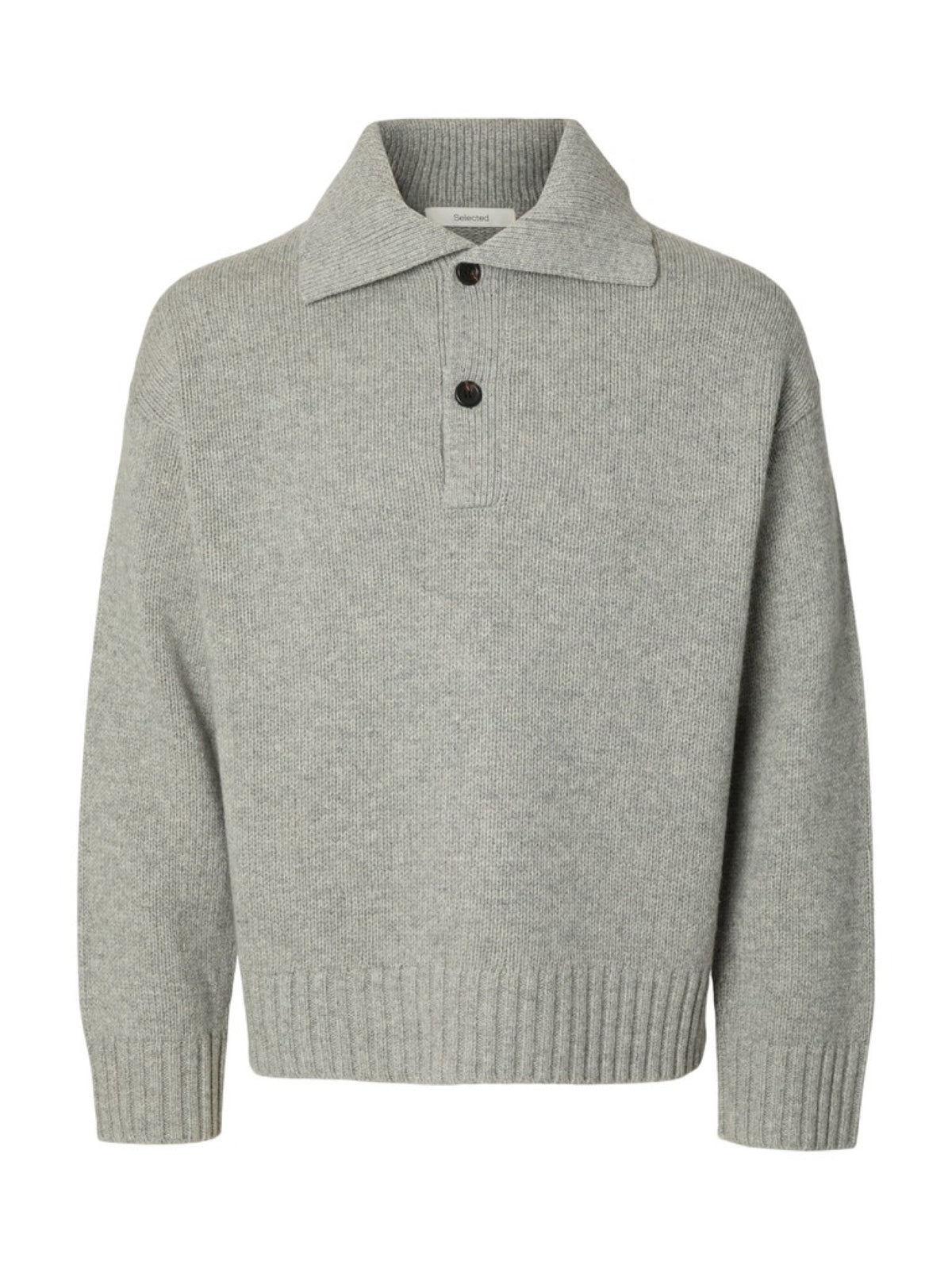 SLMCODY Polo en maille de laine, coupe décontractée — Selected Homme — Light Grey Melange — packshot 6 | Appart 17 Bruxelles