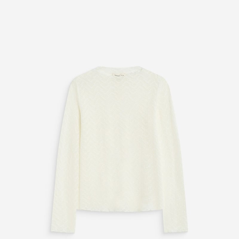 Aube Top en maille ajourée — Blanc — Grace & Mila