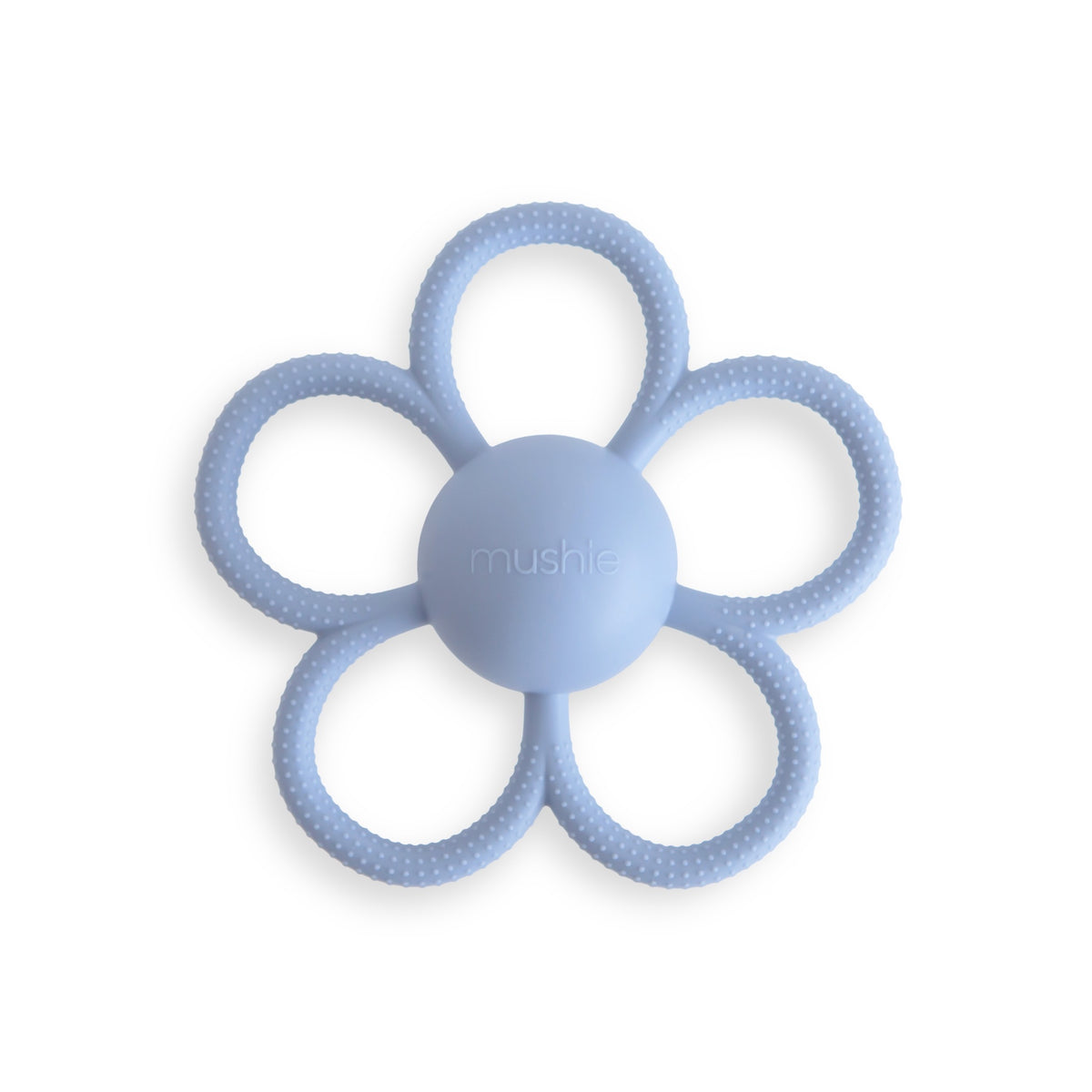 Hochet de dentition Daisy — Mushie — Faded Denim — packshot | Appart 17 Bruxelles