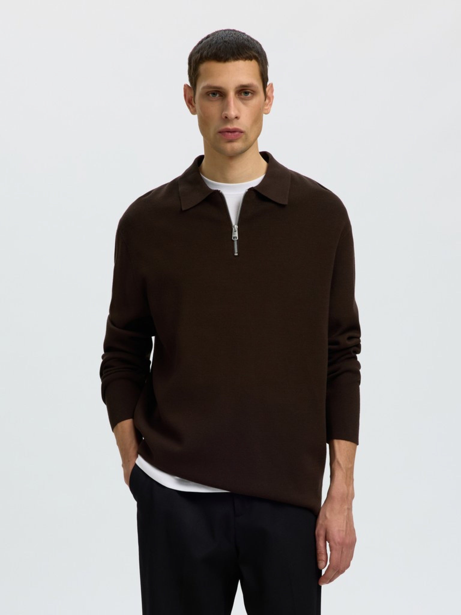 SLMTELLER Polo demi-zip en maille — Delicioso — vue 2