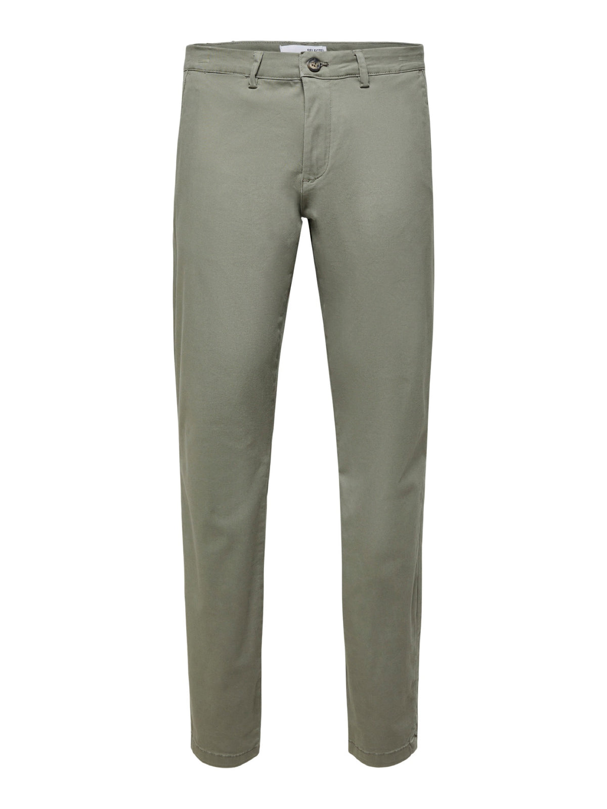 SLM175 NEW MILES Pantalon slim chino stretch coton bio — Selected Homme — Vetiver — packshot | Appart 17 Bruxelles