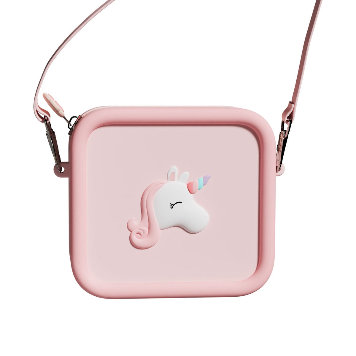 Pochette bandoulière en silicone pour appareil photo enfant — The Zoofamily — Licorne — packshot | Appart 17 Bruxelles