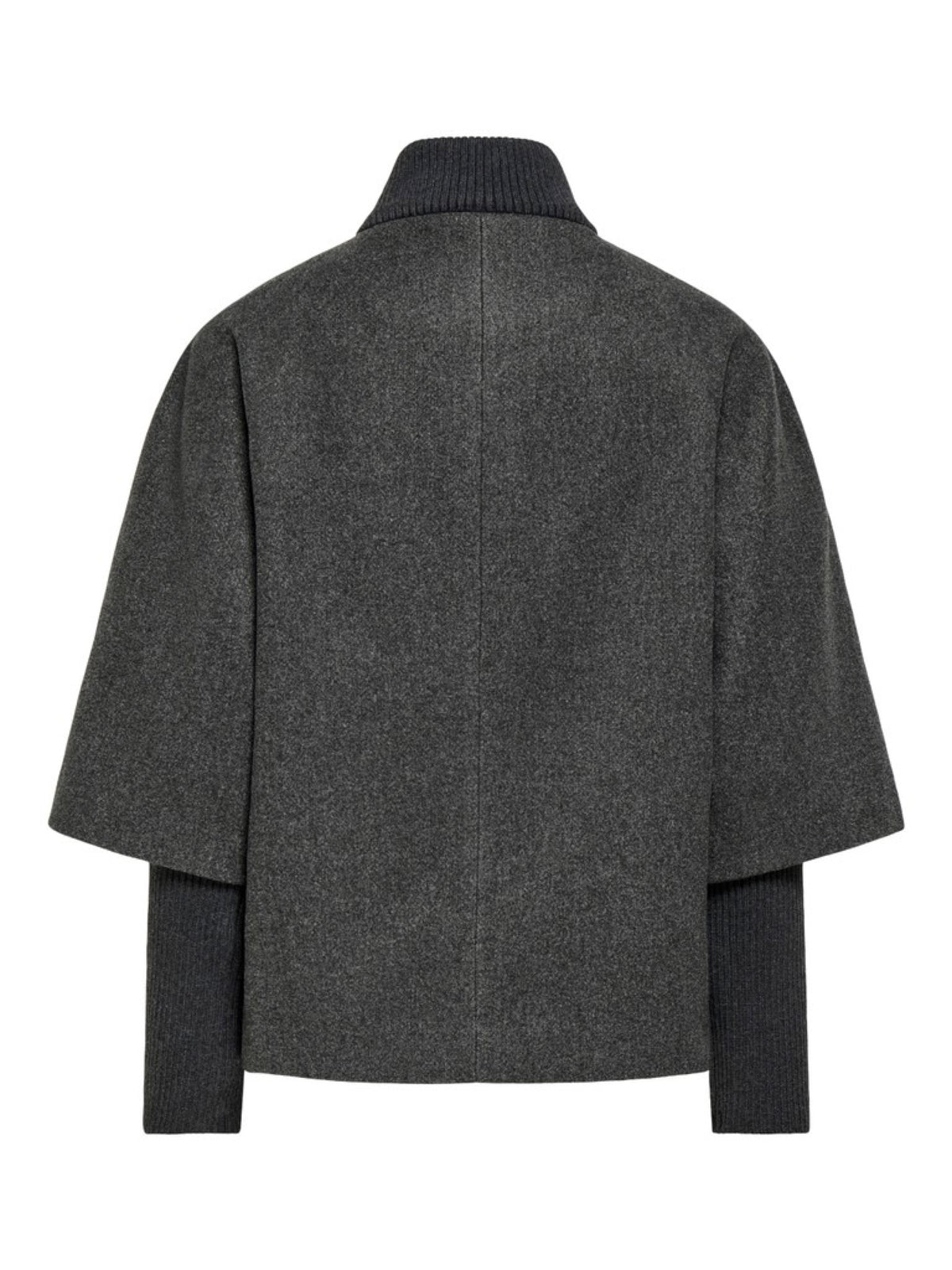 JDYMEMORY Veste courte zippée à col montant en lainage côtelé — JDY — Dark Grey Melange — packshot 2 | Appart 17 Bruxelles