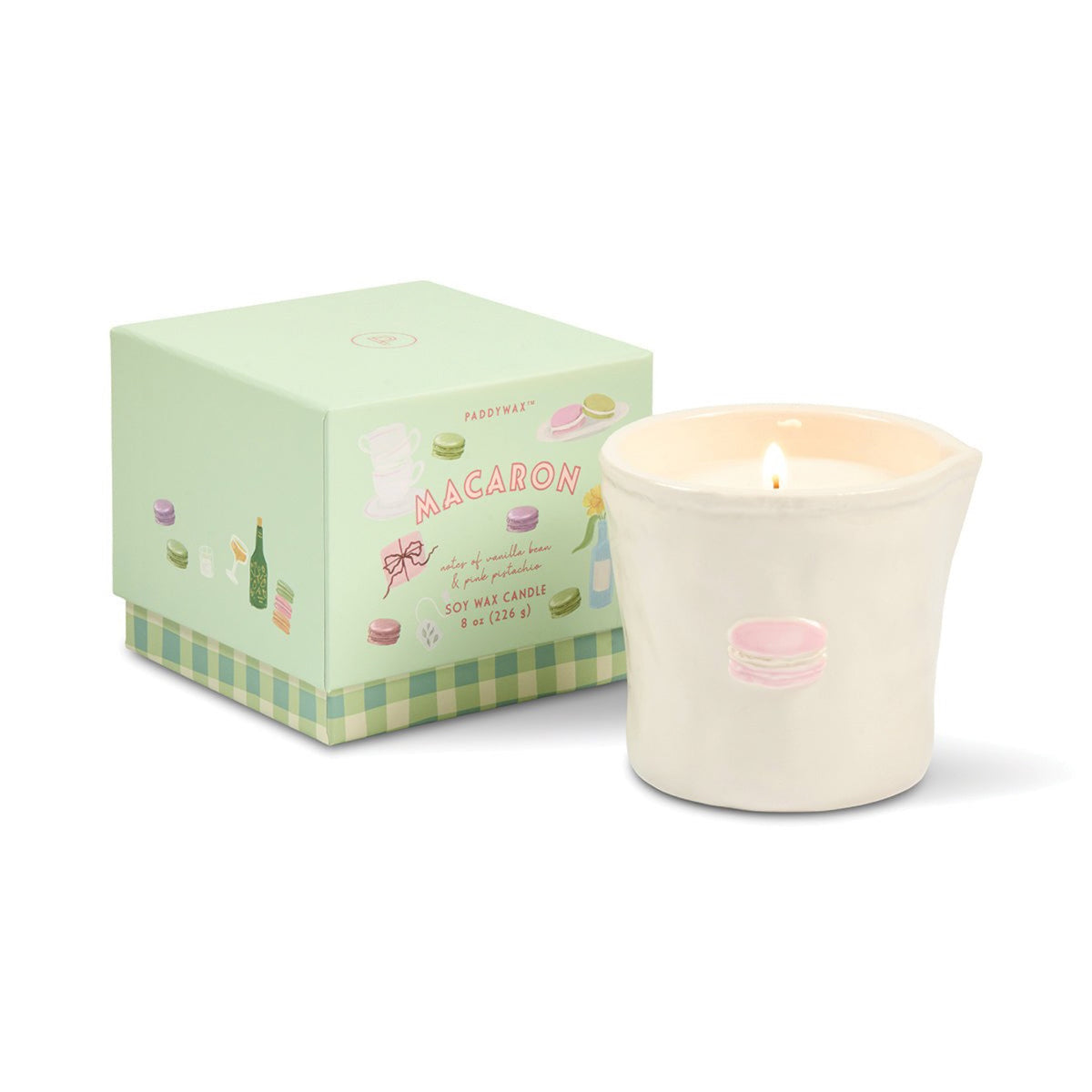 Paddywax Bistro Macaron Bougie parfumée en céramique 226 g — Paddywax — Amber & Pistachio — packshot | Appart 17 Bruxelles