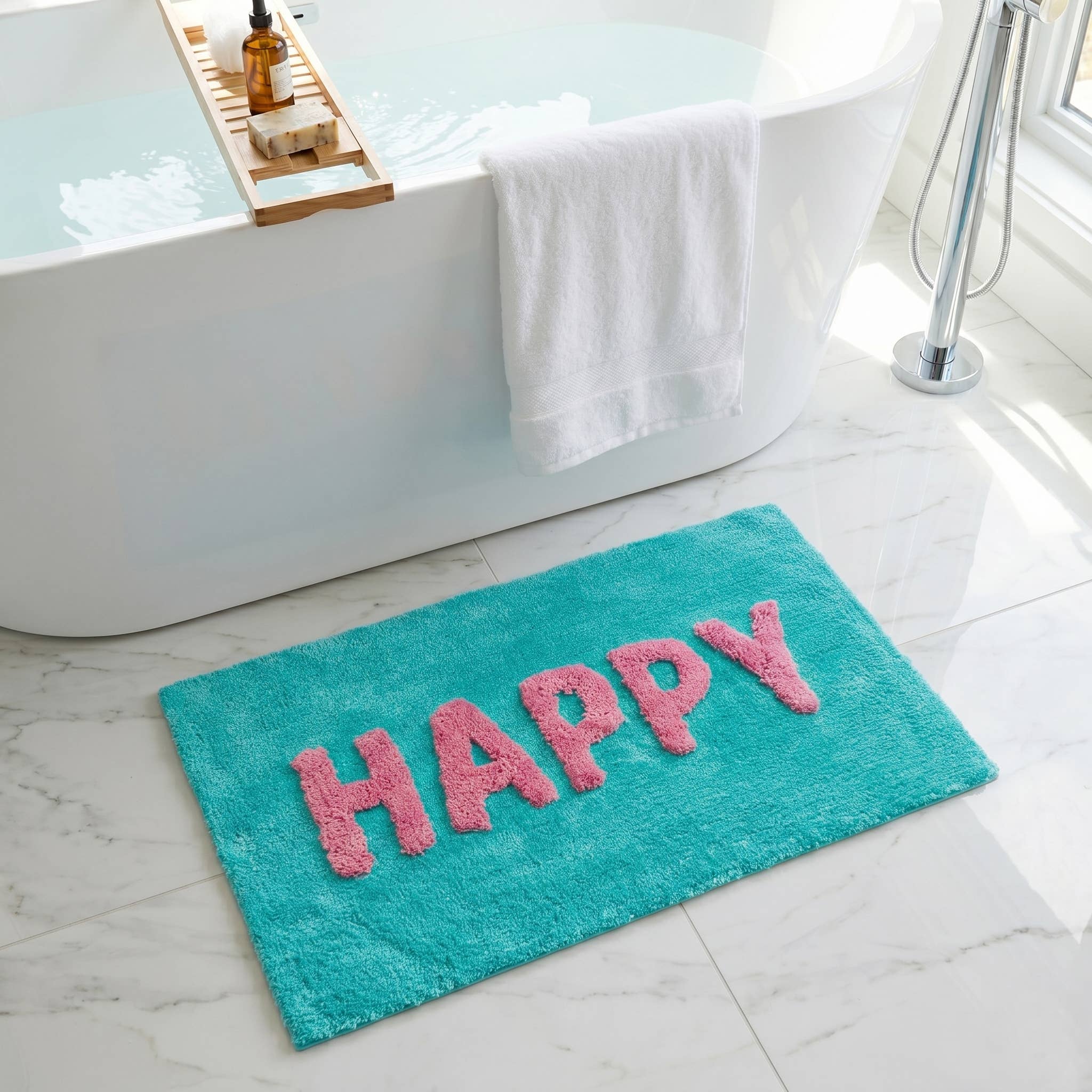 Tapis de bain « Happy » coloré — Fuchsia — vue 6, Fuchsia | Appart 17