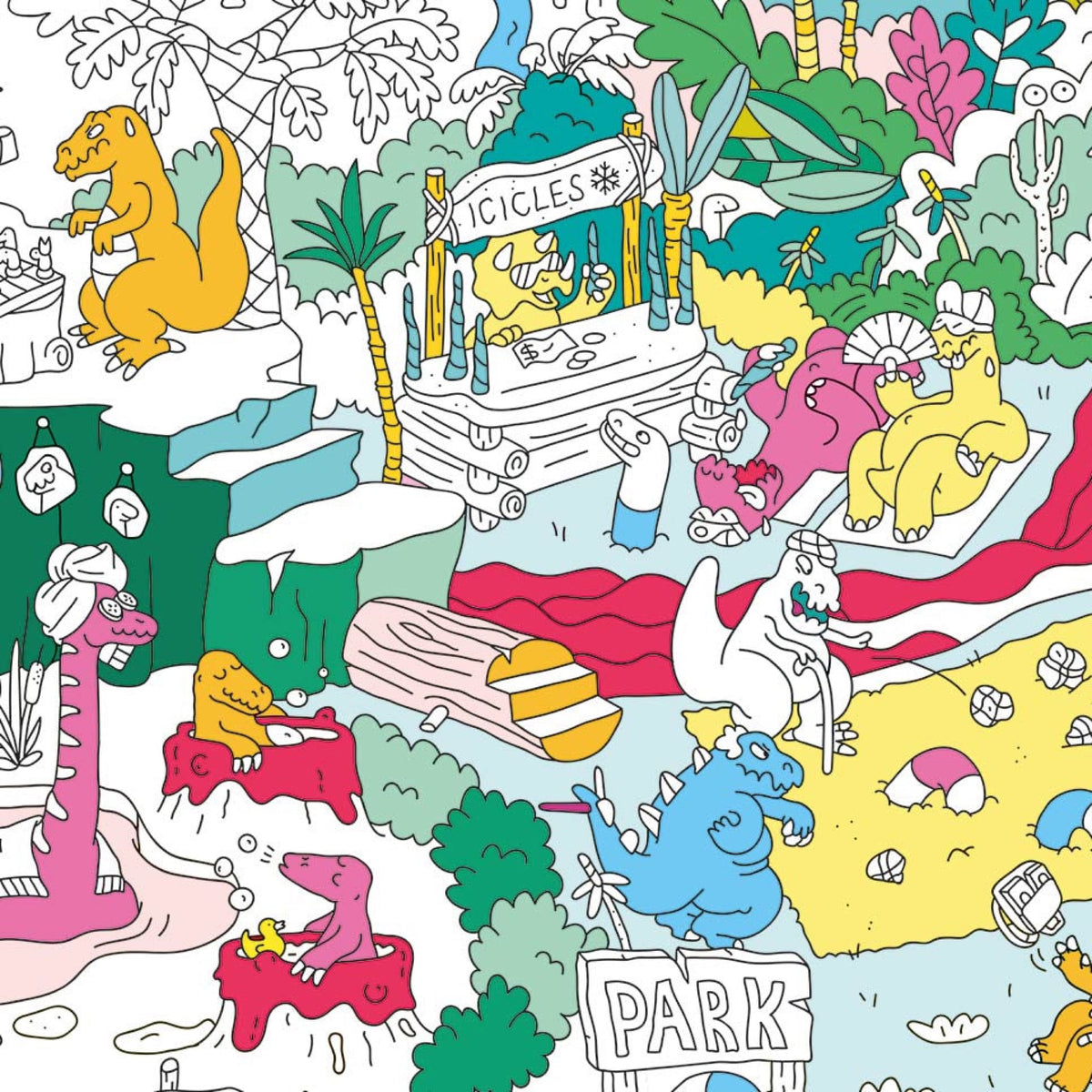 Poster géant à colorier 70 × 100 cm — OMY — Dinos — autre vue 3 | Appart 17 Bruxelles