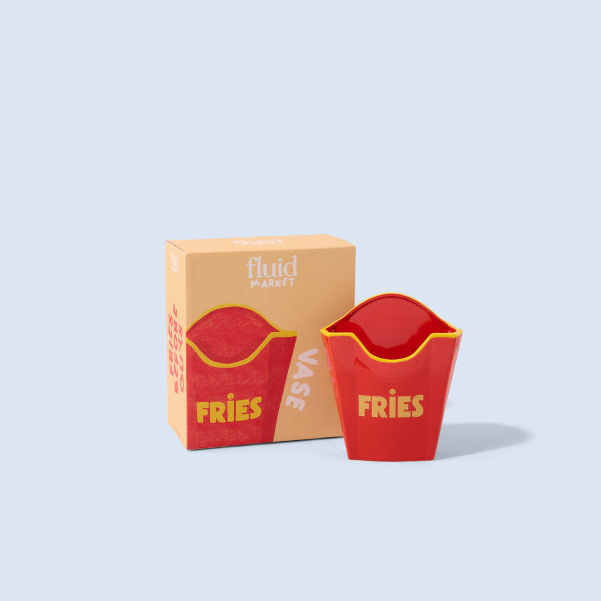 Fluid Market Vase Frites cornet de fast-food en céramique — Fluid Market — Rouge — packshot, coffret 3 | Appart 17 Bruxelles