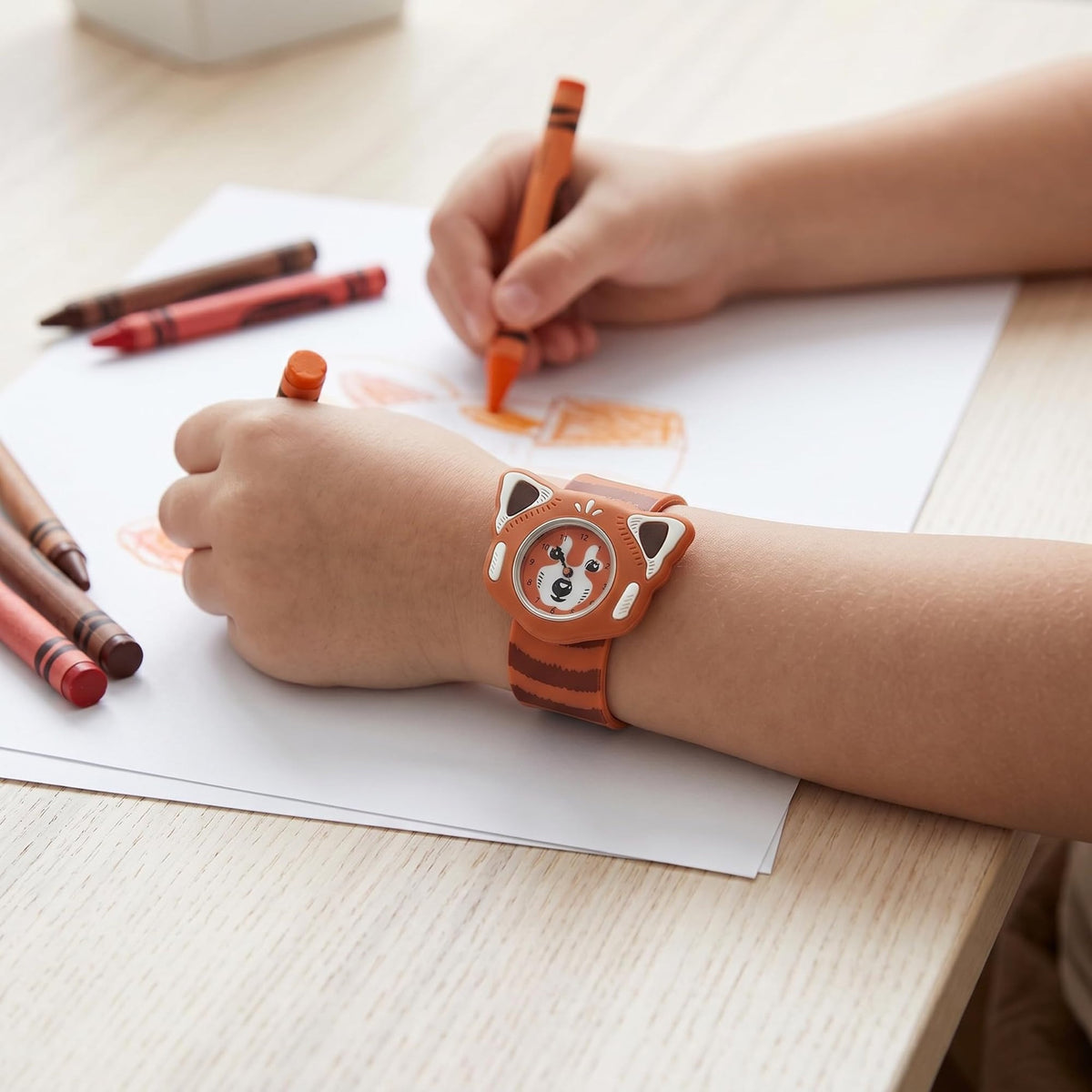 Montre slap enfant Time Pals — Mava Design — Panda roux — packshot | Appart 17 Bruxelles