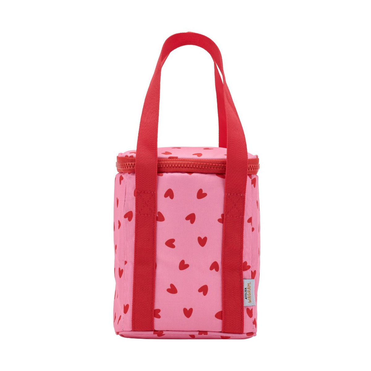 Sac isotherme biberons — Atelier Wagram — Cœurs rouges fond rose — autre vue 3 | Appart 17 Bruxelles