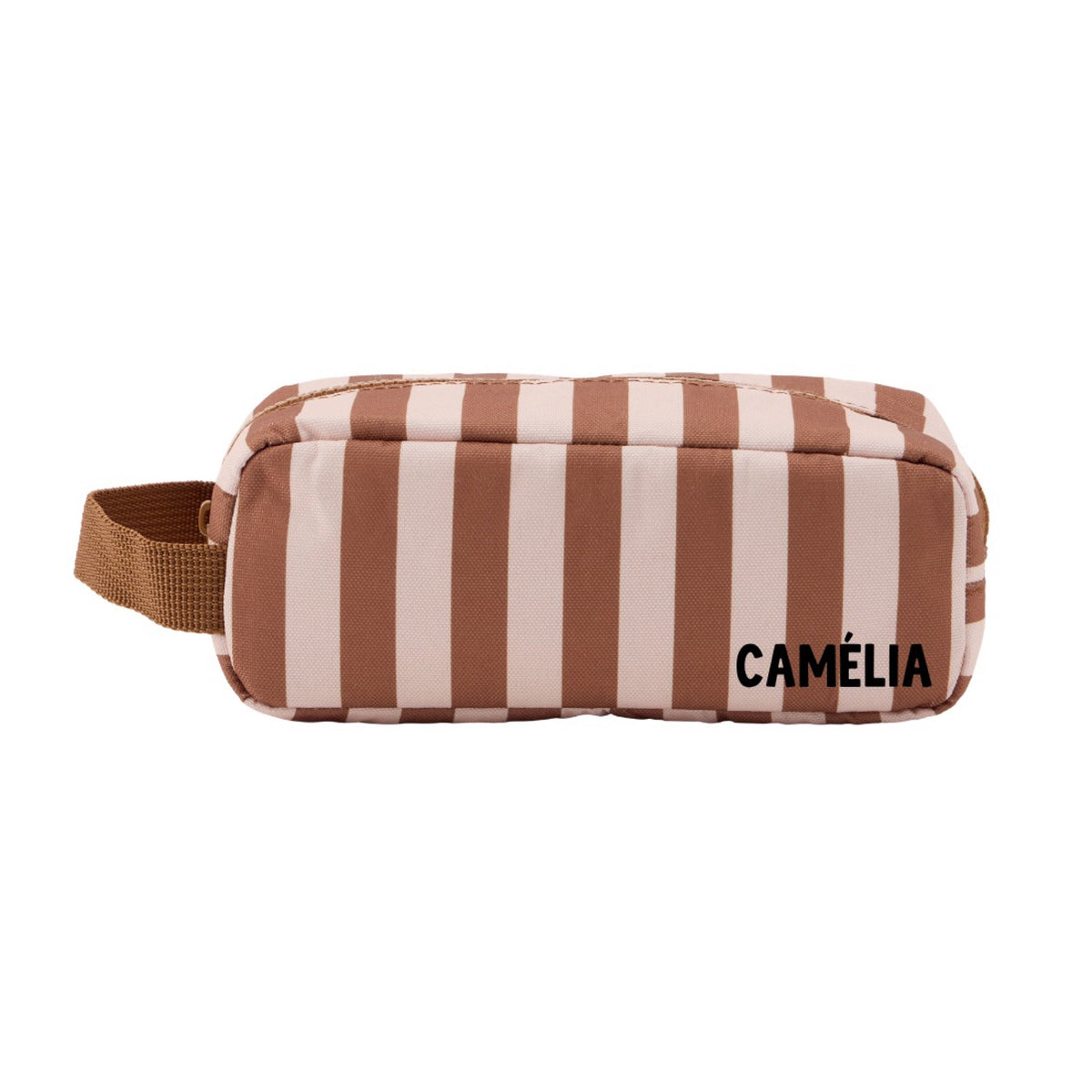Trousse d'école simple — Atelier Wagram — Rayures marron fond beige — autre vue 3 | Appart 17 Bruxelles