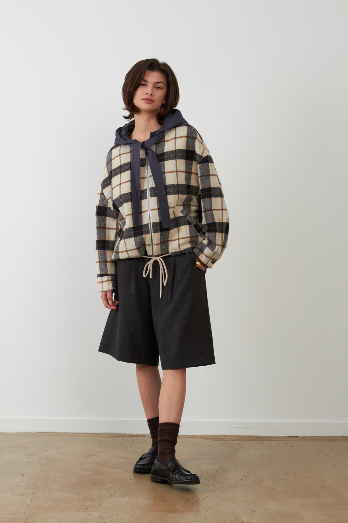 LESTER Veste à carreaux — Carreaux Beige et Noir — vue 2
