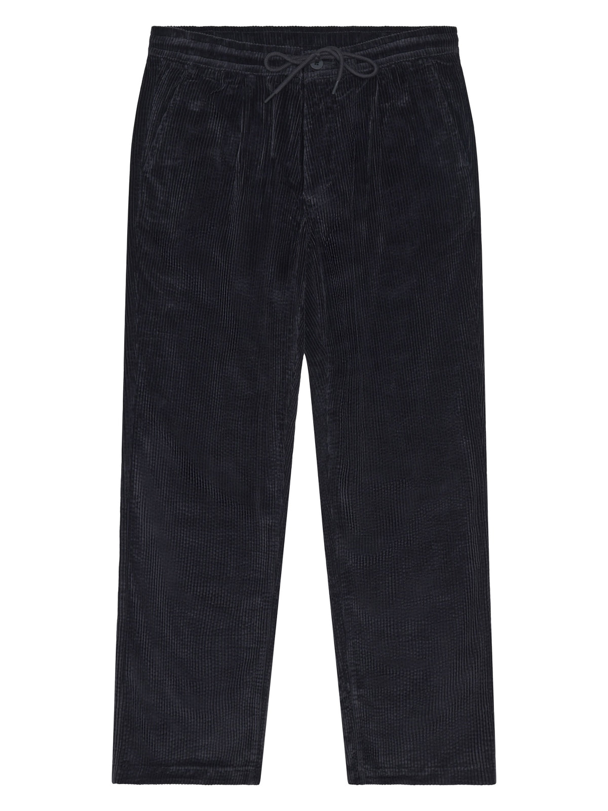 Pantalon Fig comfort en velours côtelé de coton bio, taille élastique — KnowledgeCotton Apparel — Black Jet — packshot | Appart 17 Bruxelles