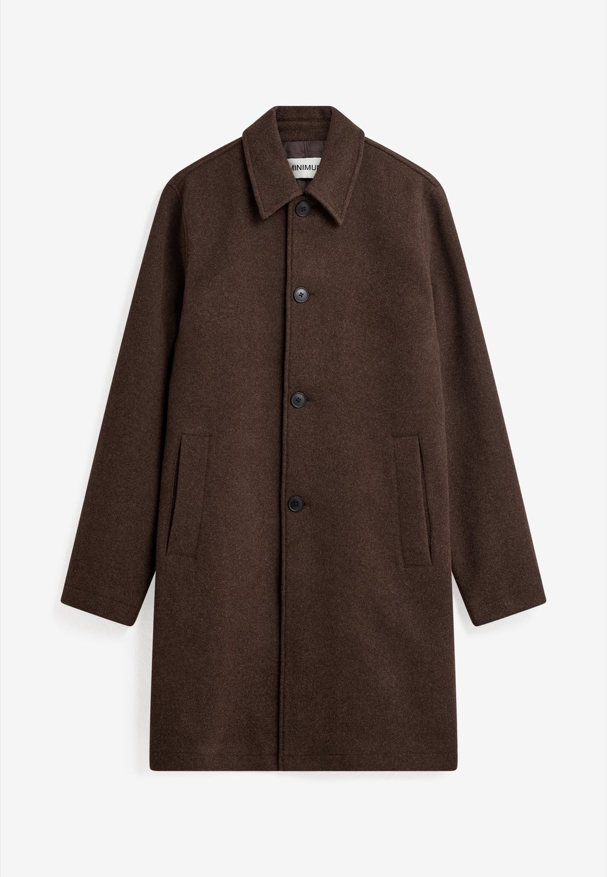 TRAVIS Manteau droit mi-long en lainage 50 % laine — Minimum — Turkish Coffee — packshot 2 | Appart 17 Bruxelles