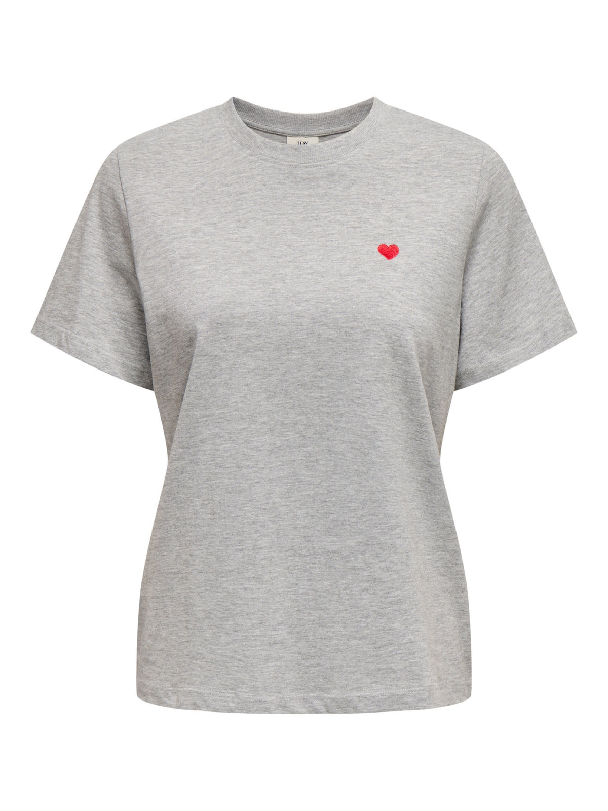 JDYPISA T-shirt col rond en coton bio à imprimé — JDY — Light Grey Melange / Bittersweet Heart — packshot | Appart 17 Bruxelles