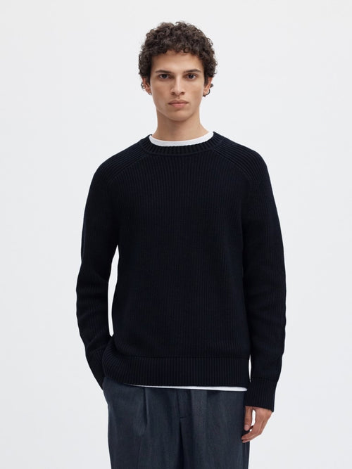 SLMPIM Pull col rond en maille côtelée à manches raglan — 3 coloris