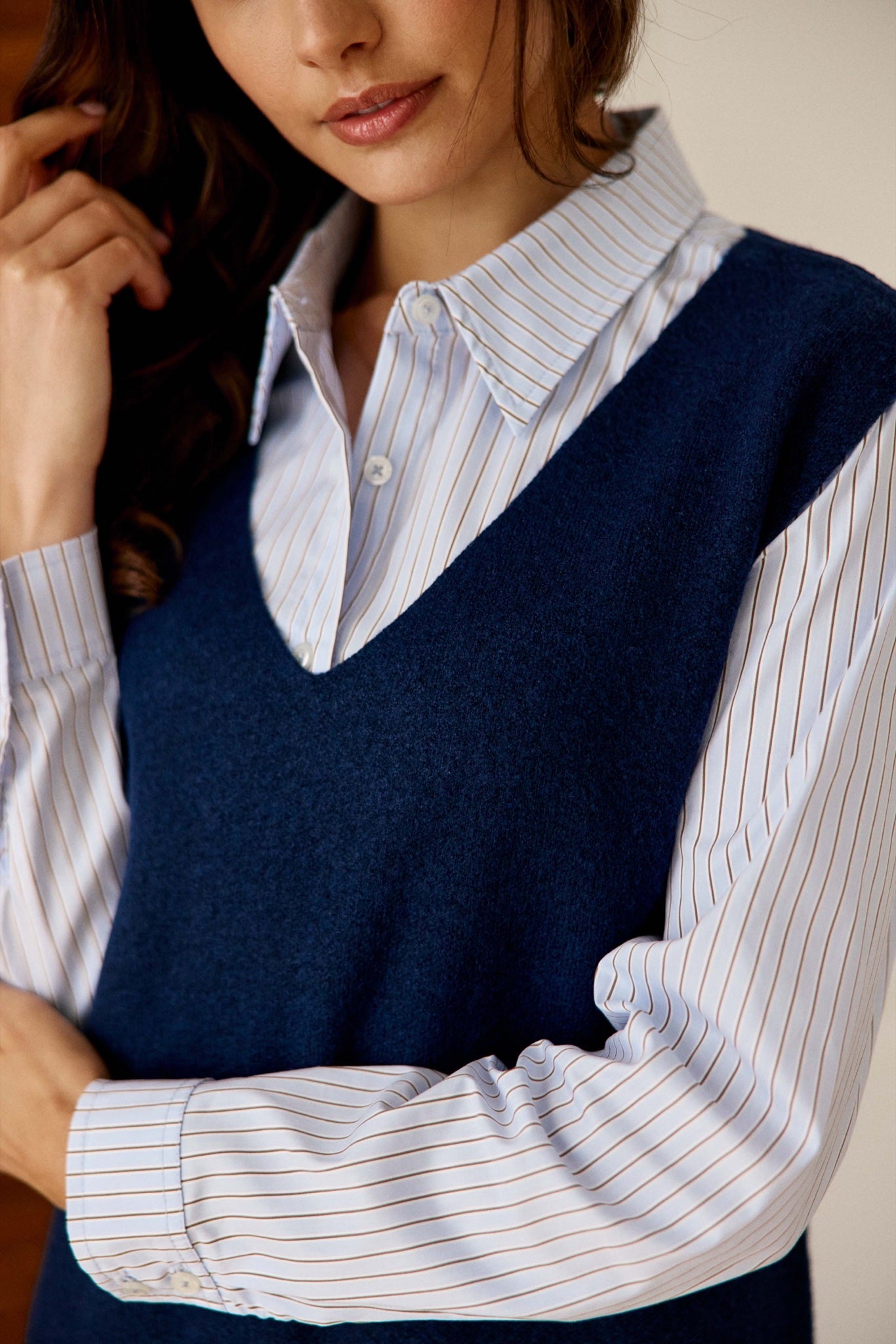 Robe 2-en-1 Modestine chemise et maille — Marine — vue 4