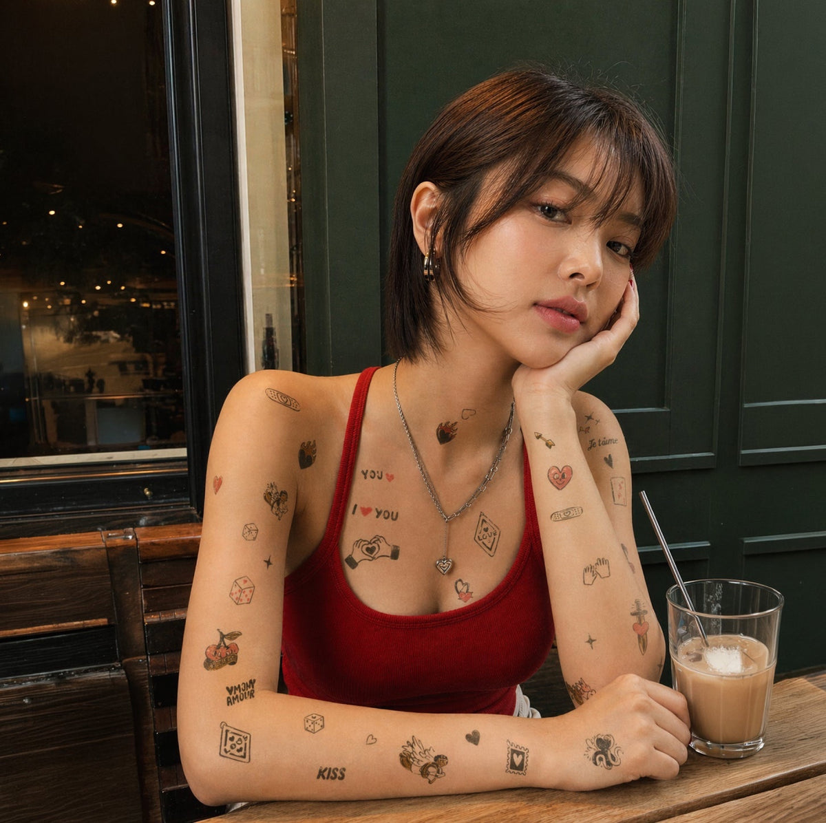 Flash Tattoos, planche de mini tatouages temporaires — OMY — Crazy In Love — autre vue 3 | Appart 17 Bruxelles