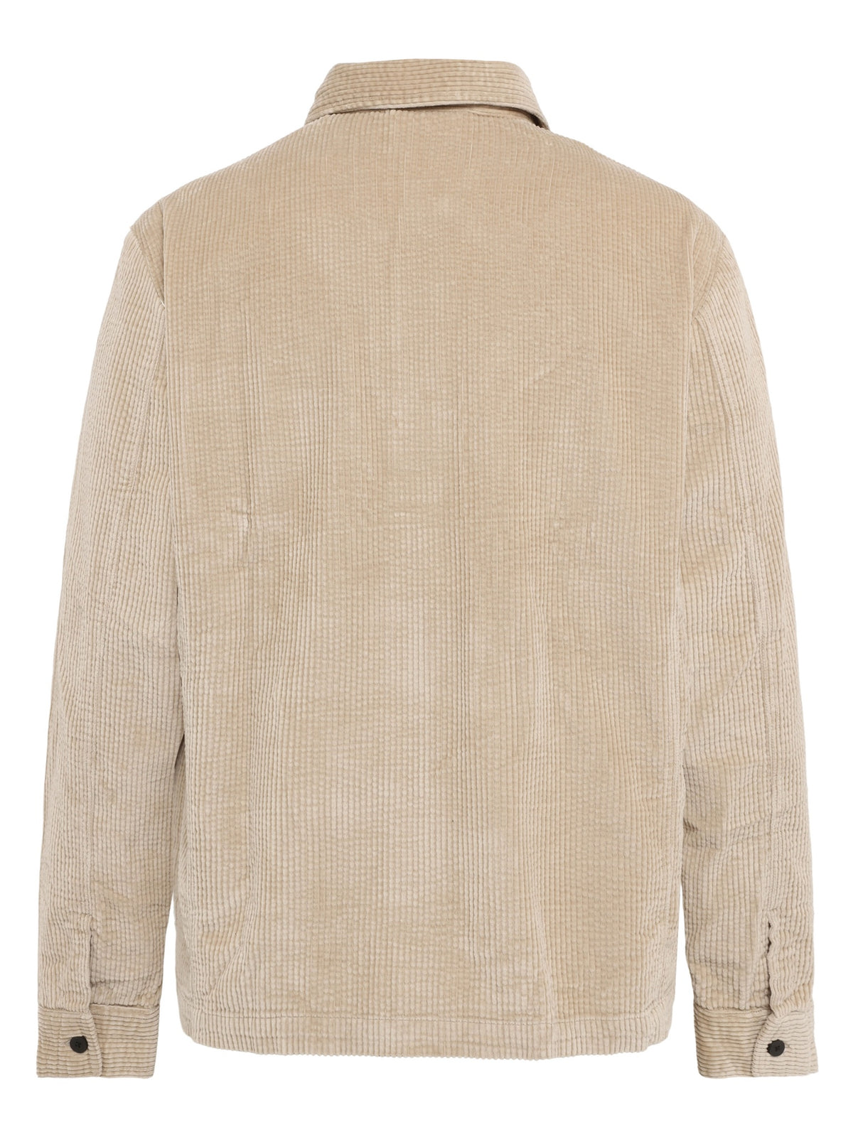 Surchemise en velours côtelé de coton bio, patte de boutonnage cachée — KnowledgeCotton Apparel — Gris clair chiné — packshot 2 | Appart 17 Bruxelles