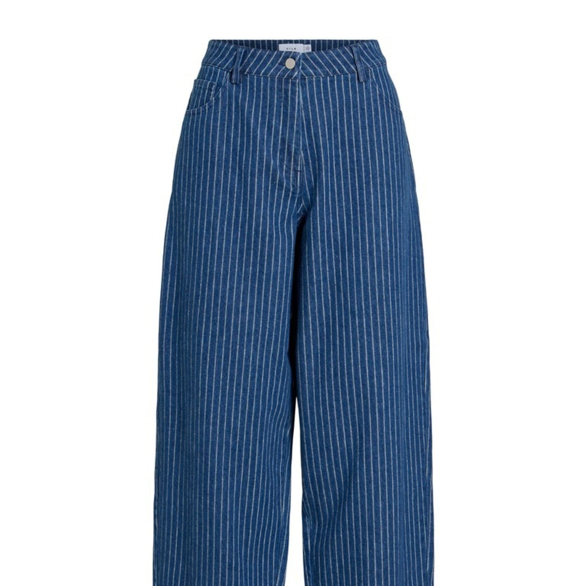 VIRIBA Jean barrel rayé longueur 32 — VILA — Dark Blue Denim — packshot de face | Appart 17 Bruxelles
