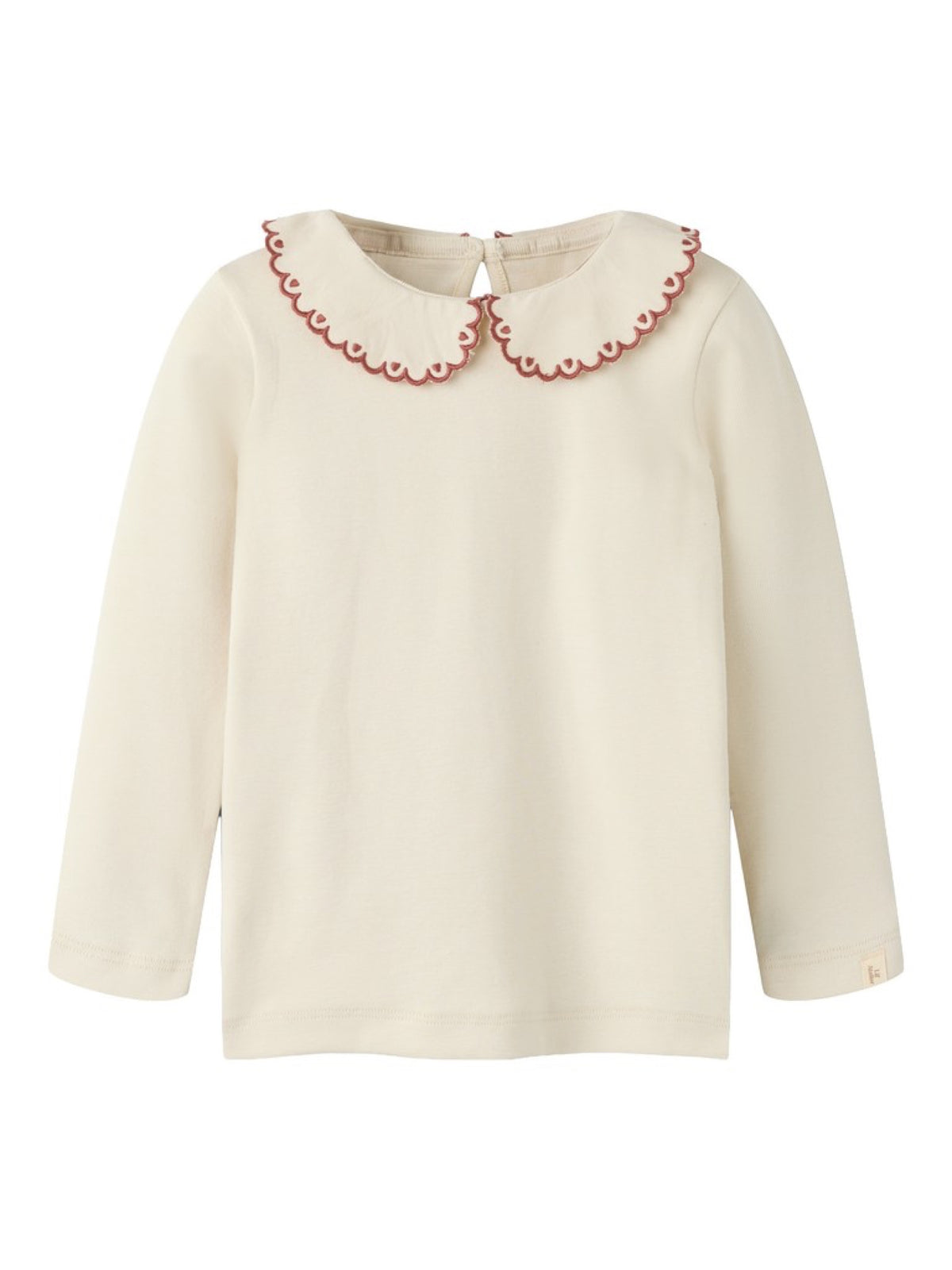 NMFFUNDO LOA T-shirt à col festonné fille — Lil' Atelier — Turtledove — vue de face 2 | Appart 17 Bruxelles