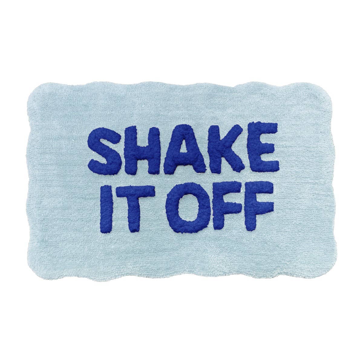 Tapis de bain « Shake It Off » festonné — Bleu — Bleu clair & bleu foncé, 50x80 cm | Appart 17