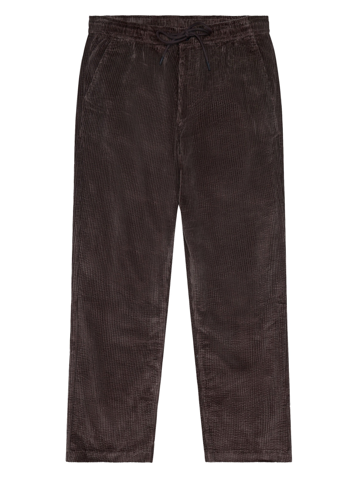 Pantalon Fig comfort en velours côtelé de coton bio, taille élastique — KnowledgeCotton Apparel — Chocolate Torte — packshot | Appart 17 Bruxelles