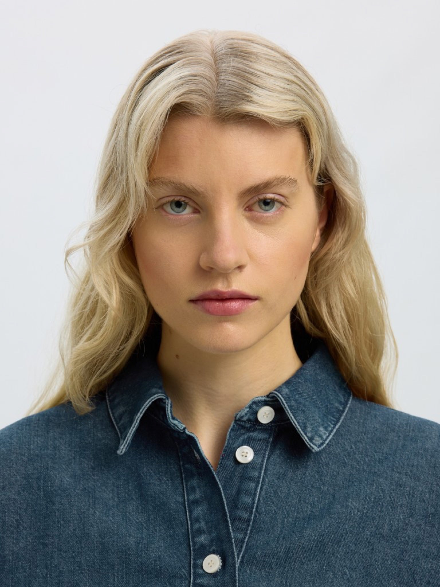 SLWBELLA Chemise en jean manches chauve-souris — Medium Blue Denim — vue 5