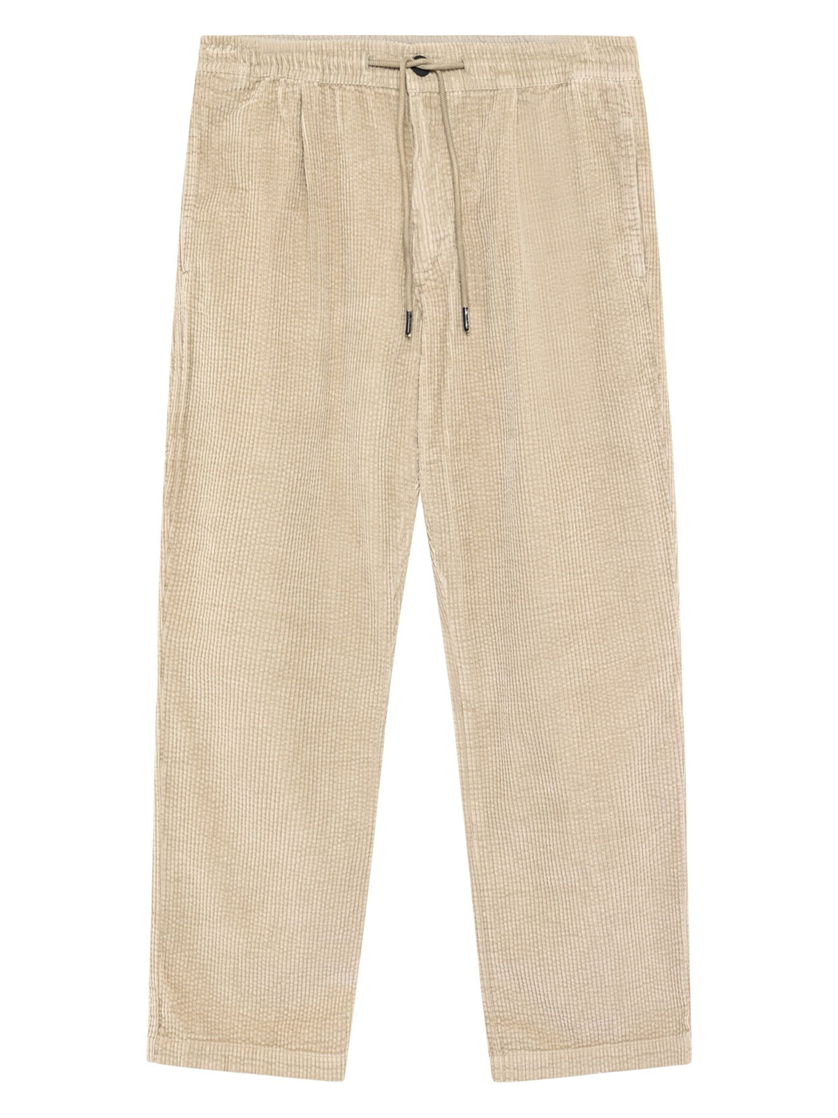 Pantalon Fig comfort en velours côtelé de coton bio, taille élastique — KnowledgeCotton Apparel — Gris clair chiné — packshot 3 | Appart 17 Bruxelles
