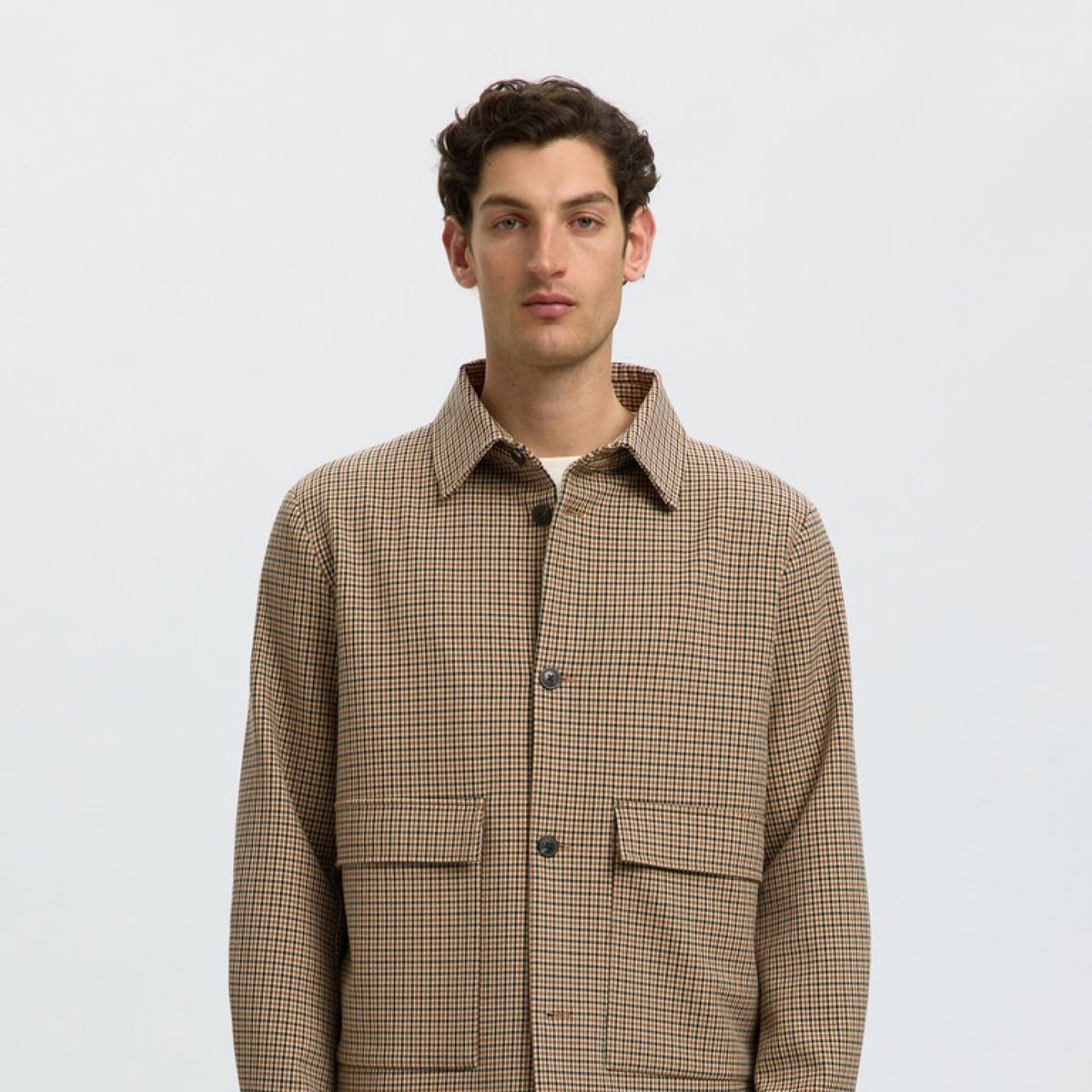Selected Homme SLMREG-EZRA Blazer hybride à carreaux, coupe regular — Selected Homme — Monks Robe Checks — porté | Appart 17 Bruxelles