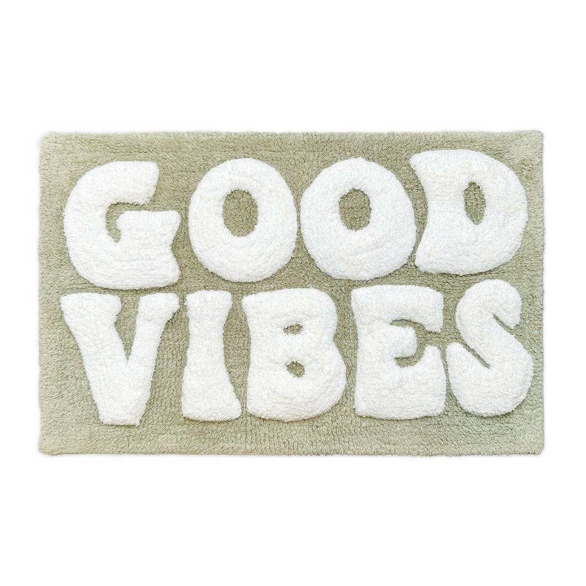 Tapis de bain « Good Vibes » tufté main — Vert sauge — Vert sauge, 50x80 cm | Appart 17