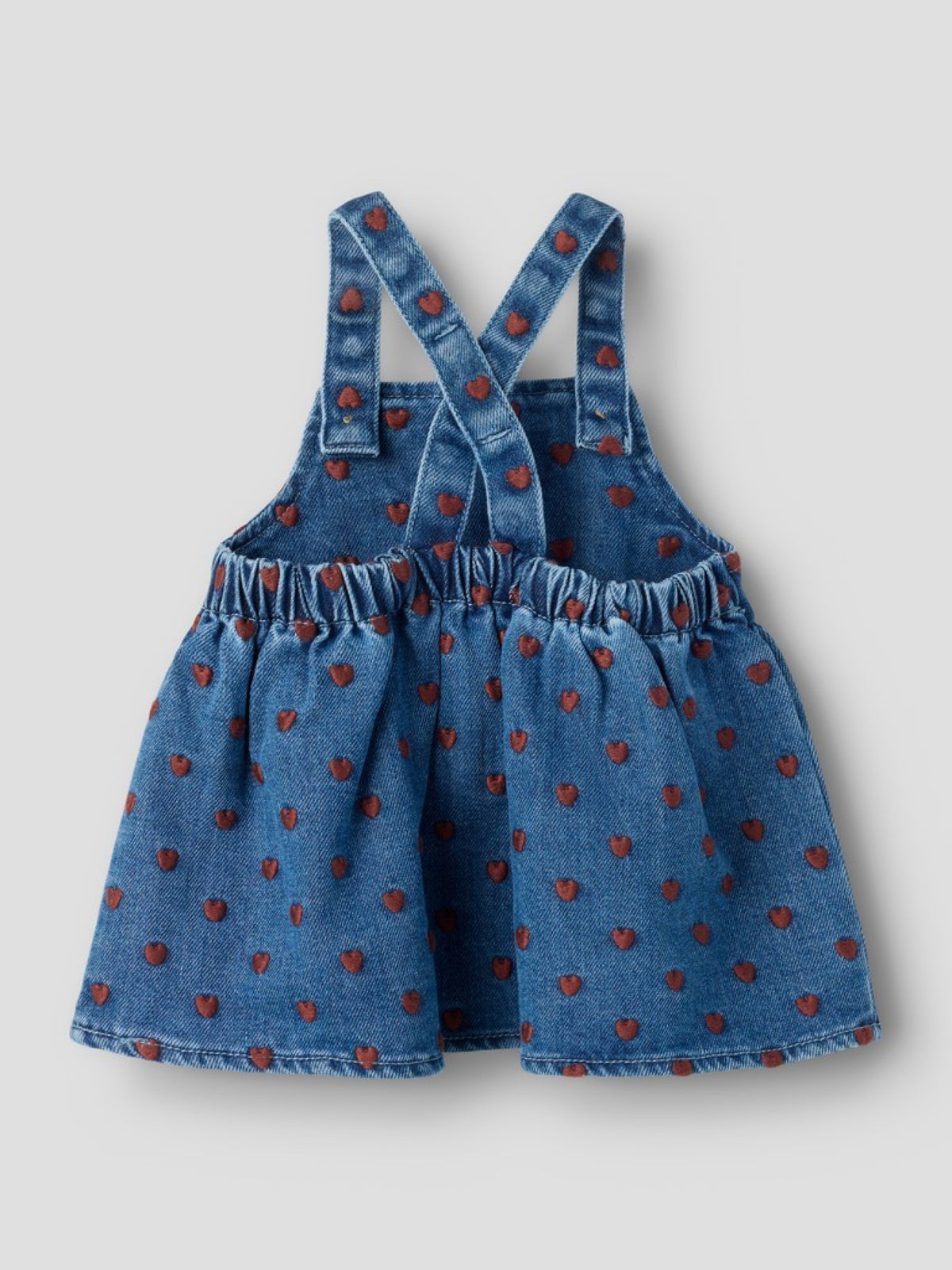 NBFLIVA Salopette-jupe en jean à cœurs bébé fille — Lil' Atelier — Dark Blue Denim Hearts — autre vue 3 | Appart 17 Bruxelles
