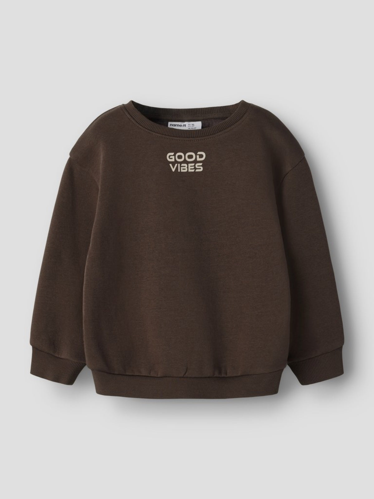 NMMNILAS Sweat « Good Vibes » garçon — name it — Chocolate Brown — autre vue 3 | Appart 17 Bruxelles