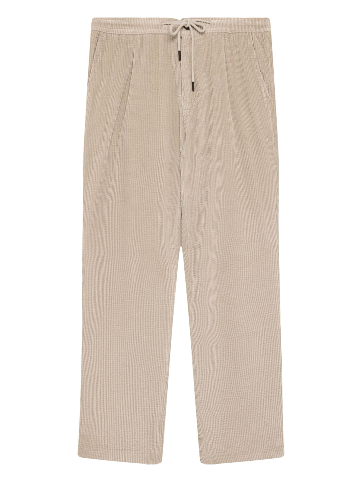 Pantalon Fig comfort en velours côtelé de coton bio, taille élastique — KnowledgeCotton Apparel — Gris clair chiné — packshot 2 | Appart 17 Bruxelles