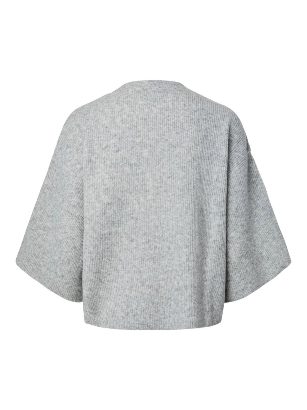 PCNIKO Pull court manches courtes à écusson brodé — Pieces — Light Grey Melange — packshot dos | Appart 17 Bruxelles
