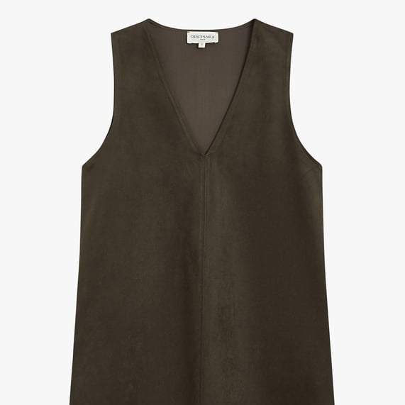 Anaya Robe chasuble en suédine — Kaki — Grace & Mila