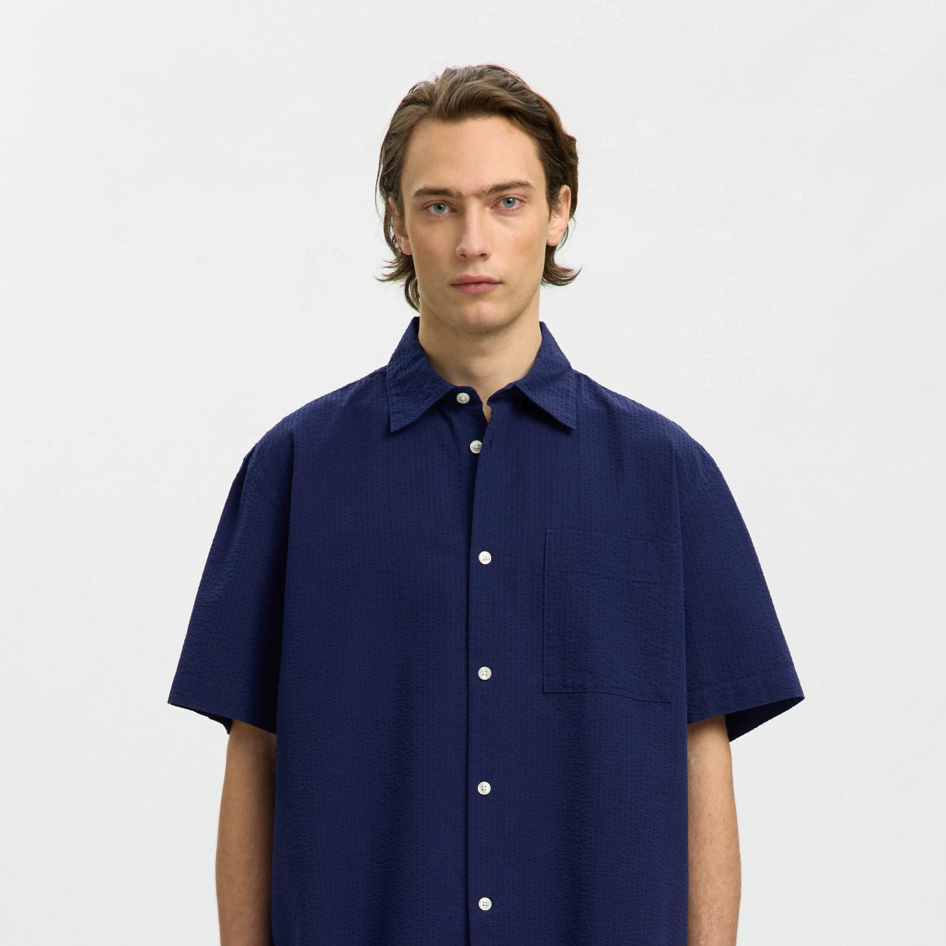 SLHRLXSTUART Chemise Lavée En Coton Bio — Selected — zoom matière | Appart 17