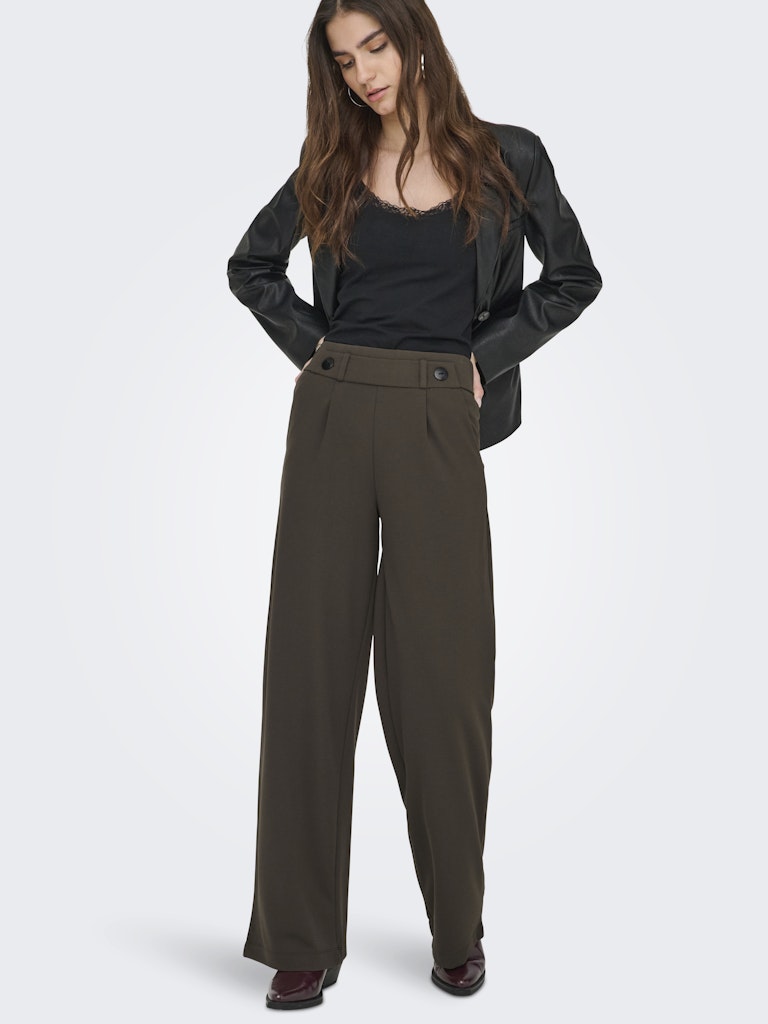 JdY JDYGEGGO Pantalon Large Maille Femme Chocolate Brown