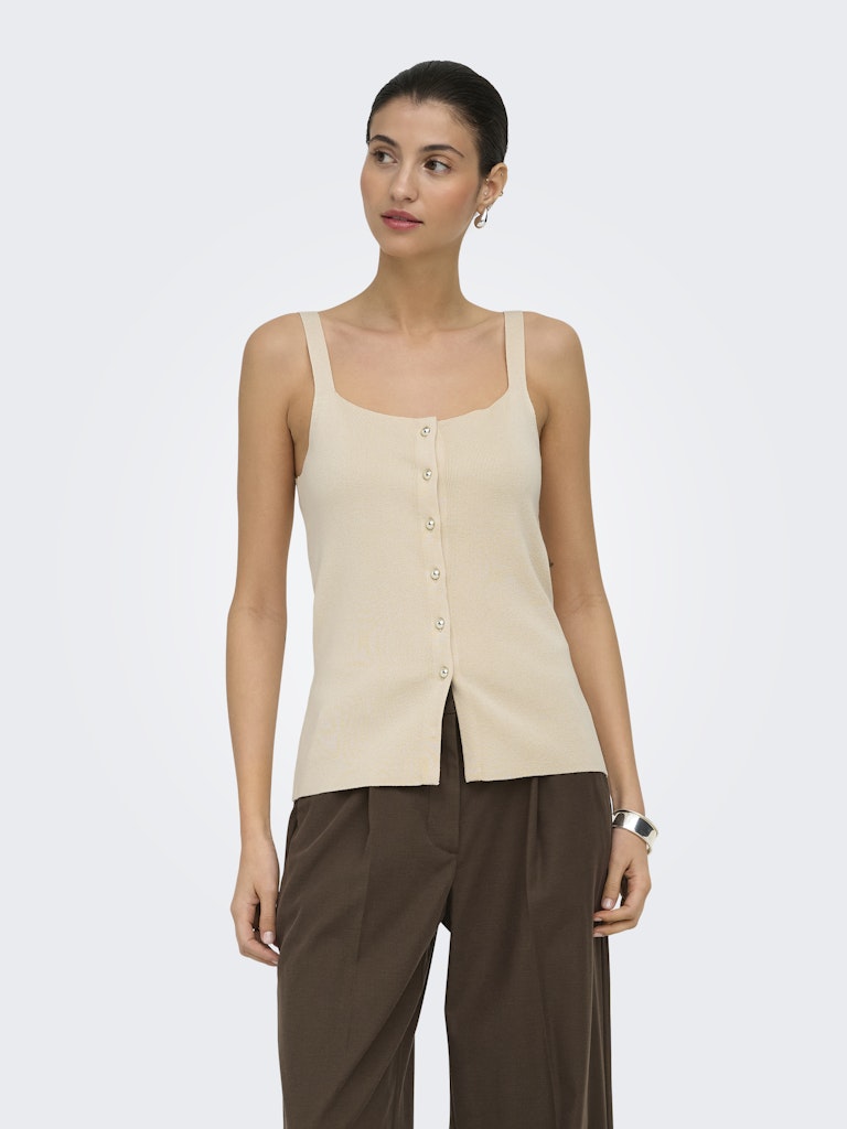 JDY JDYKITTY Pull gilet col carré sans manches Sandshell