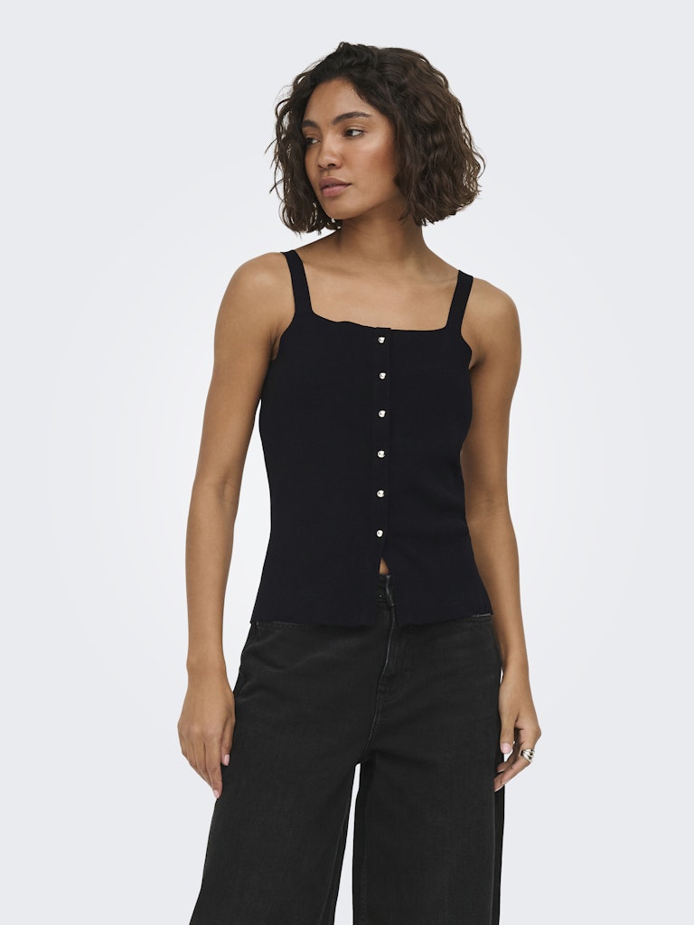 JDY JDYKITTY Pull gilet col carré sans manches Noir