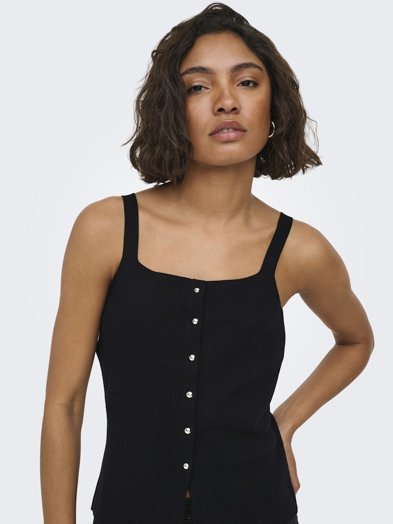 JDY JDYKITTY Pull gilet col carré sans manches Noir