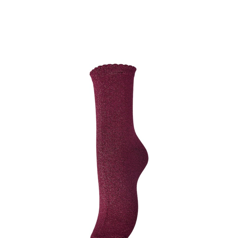 Pieces PCSEBBY Chaussettes longues lurex femme — Raspberry Radiance toned lurex rose