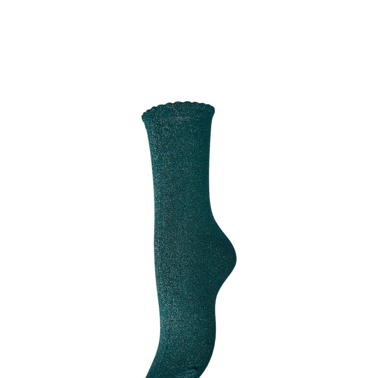 Pieces PCSEBBY Chaussettes longues lurex femme — Shaded Spruce toned lurex vert sapin